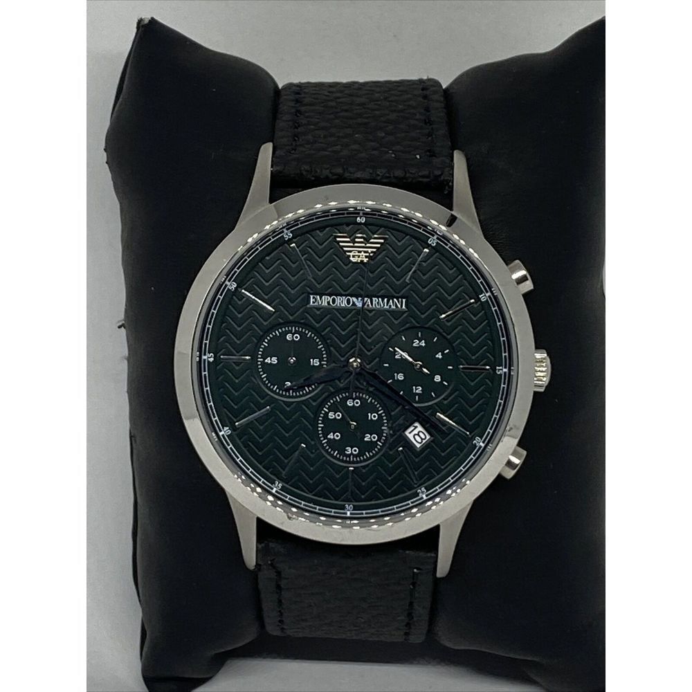 Emporio Armani Dress AR-2493 Men's Leather Analog Green Dial Quartz Watch JK153